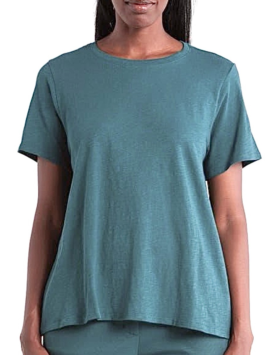 Eileen Fisher Organic Cotton Blue Green Short Sleeve Tee